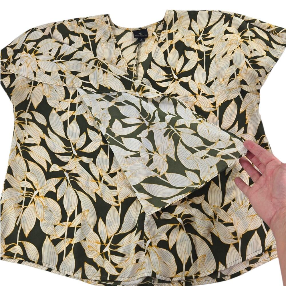 Worthington | Short Sleeve Botanical Themed Blouse | Size Large - Picture 2 of 5